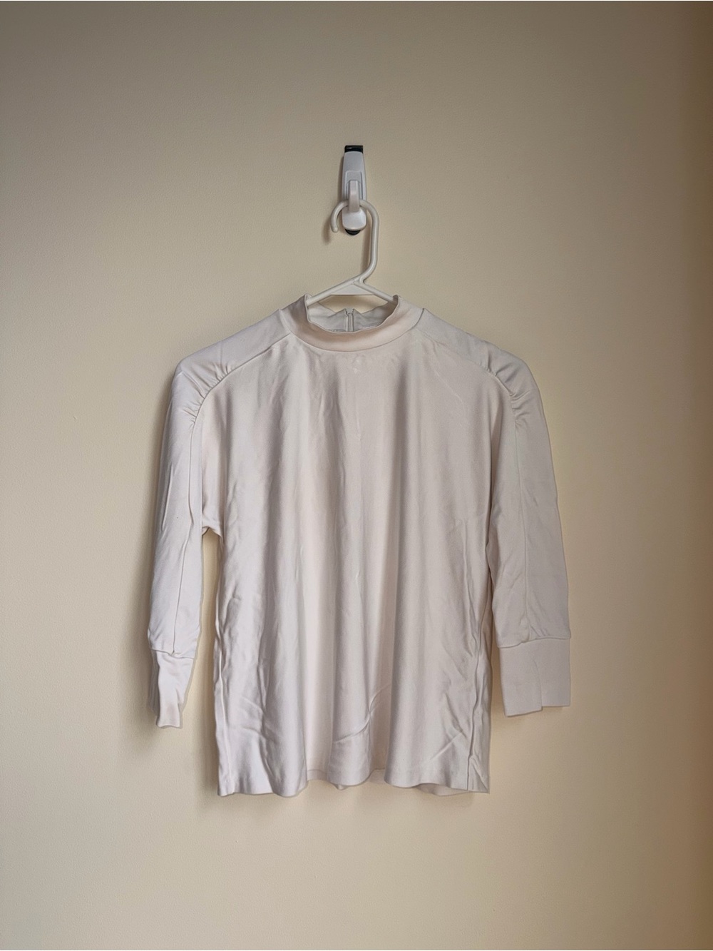 Boss Cream Mock-Neck Long Sleeve Top